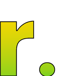 Green and yellow gradient letter 'r' with a dot on a transparent background.